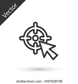 Grey line Target financial goal concept icon isolated on white background. Symbolic goals achievement, success. Vector
