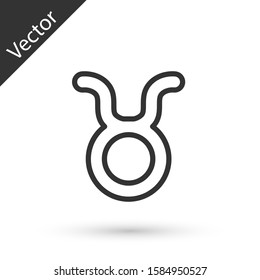 Grey line Taurus zodiac sign icon isolated on white background. Astrological horoscope collection.  Vector Illustration