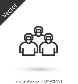 Grey line Team of baseball players icon isolated on white background. Vector