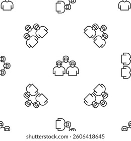 Grey line Team of baseball players icon isolated seamless pattern on white background.  Vector