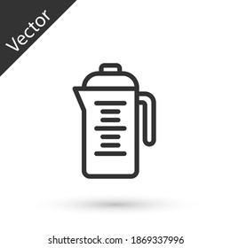 Grey line Teapot icon isolated on white background. Vector.