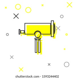 Grey line Telescope icon isolated on white background. Scientific tool. Education and astronomy element, spyglass and study stars.  Vector Illustration
