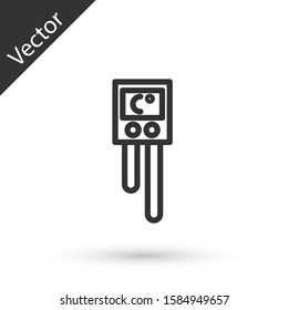 Grey line Temperature and humidity sensor icon isolated on white background.  Vector Illustration