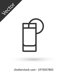 Grey line Tequila glass with lemon icon isolated on white background. Mexican alcohol drink.  Vector