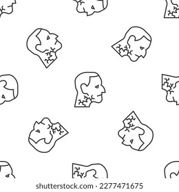Grey line Throat cancer icon isolated seamless pattern on white background. Laryngeal cancer.  Vector