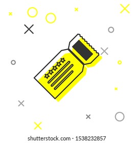 Grey line Ticket icon isolated on white background.  Vector Illustration