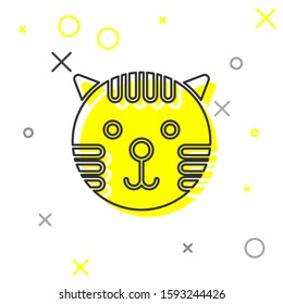 Grey line Tiger zodiac sign icon isolated on white background. Astrological horoscope collection.  Vector Illustration