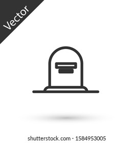 Grey line Tombstone with RIP written on it icon isolated on white background. Grave icon.  Vector Illustration