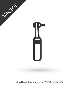 Grey line Tooth drill icon isolated on white background. Dental handpiece for drilling and grinding tools. Medical instrument.  Vector Illustration