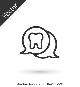 Grey line Tooth icon isolated on white background. Tooth symbol for dentistry clinic or dentist medical center and toothpaste package. Vector.
