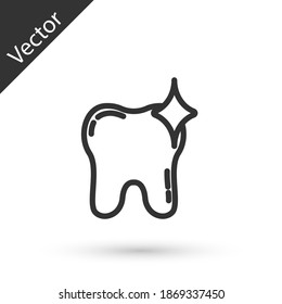 Grey line Tooth whitening concept icon isolated on white background. Tooth symbol for dentistry clinic or dentist medical center. Vector.