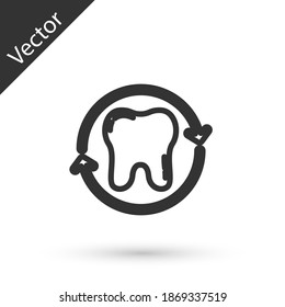 Grey line Tooth whitening concept icon isolated on white background. Tooth symbol for dentistry clinic or dentist medical center. Vector.