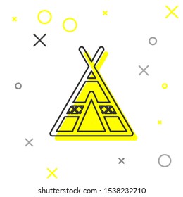 Grey line Tourist tent icon isolated on white background. Camping symbol.  Vector Illustration