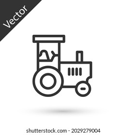 Graue Linie Traktorsymbol einzeln auf weißem Hintergrund.  Vektorgrafik