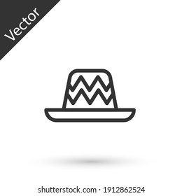 Grey line Traditional mexican sombrero hat icon isolated on white background. Vector.