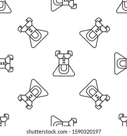 Grey line Traditional Oktoberfest folk costume for women called dirndl icon isolated seamless pattern on white background. Traditional Bavarian clothing.  Vector Illustration