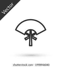Grey line Traditional paper chinese or japanese folding fan icon isolated on white background. Vector