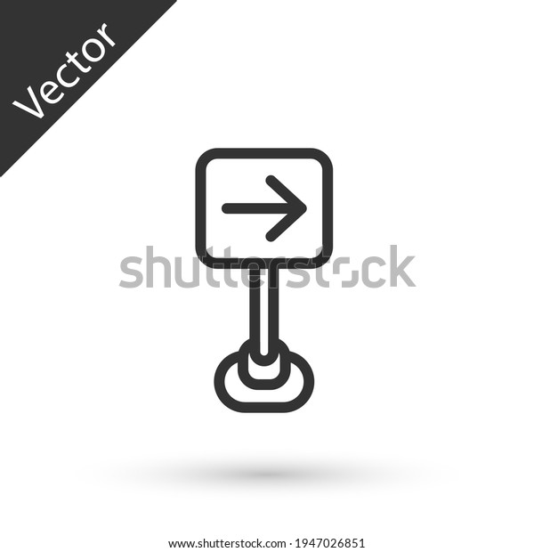 Grey line Traffic sign turn right warning\
attention icon isolated on white background. Traffic rules and safe\
driving. Vector