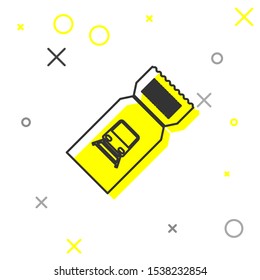 Grey line Train ticket icon isolated on white background. Travel by railway.  Vector Illustration