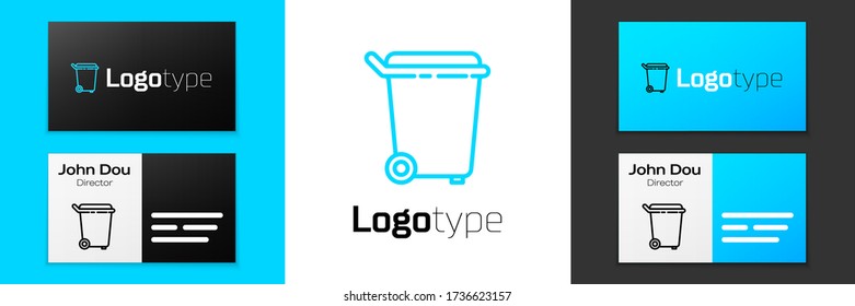 Grey line Trash can icon isolated on white background. Garbage bin sign. Recycle basket icon. Office trash icon. Vector Illustration