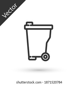 Grey line Trash can icon isolated on white background. Garbage bin sign. Recycle basket icon. Office trash icon. Vector.