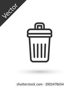 Grey line Trash can icon isolated on white background. Garbage bin sign. Recycle basket icon. Office trash icon.  Vector