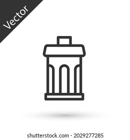 Grey line Trash can icon isolated on white background. Garbage bin sign. Recycle basket icon. Office trash icon.  Vector