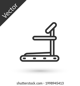 Grey line Treadmill machine icon isolated on white background. Vector