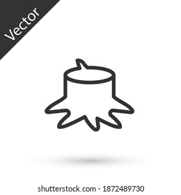Grey line Tree stump icon isolated on white background. Vector.