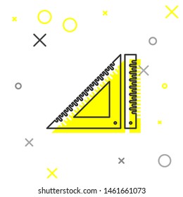 Grey line Triangular ruler icon isolated on white background. Straightedge symbol. Geometric symbol.  Vector Illustration