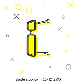 Grey line Truck side mirror icon isolated on white background.  Vector Illustration