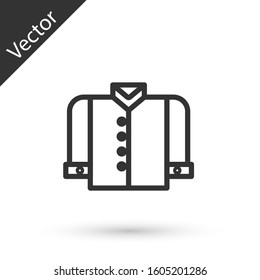 Grey line T-shirt icon isolated on white background.  Vector Illustration