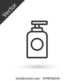 Grey line Tube of hand cream icon isolated on white background.  Vector