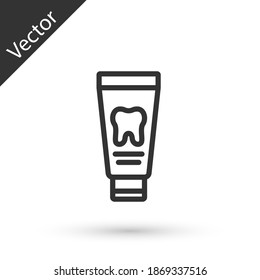Tubería gris del ícono de dentífrico aislado en fondo blanco. Vector.