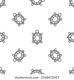 Grey line Turtle icon isolated seamless pattern on white background.  Vector