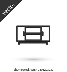 Grey line TV table stand icon isolated on white background.  Vector Illustration