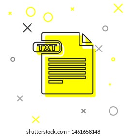 Grey line TXT file document. Download txt button icon isolated on white background. Text file extension symbol.  Vector Illustration