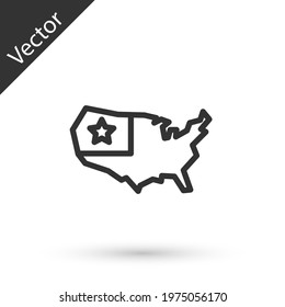 Grey line USA map icon isolated on white background. Map of the United States of America. Vector