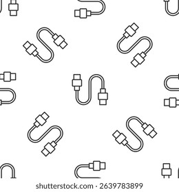 Grey line USB cable cord icon isolated seamless pattern on white background. Connectors and sockets for PC and mobile devices.  Vector - Powered by Shutterstock - Get 15% off with code: PIKWIZARD15