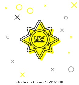 Grey line UV protection icon isolated on white background. Ultra violet rays radiation. SPF sun sign.  Vector Illustration