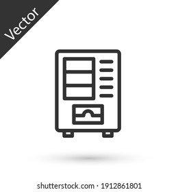 Grey line Vending machine of food and beverage automatic selling icon isolated on white background. Vector.