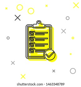 Grey line Verification of delivery list clipboard and pen icon isolated on white background.  Vector Illustration