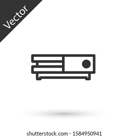 Grey line Video game console icon isolated on white background.  Vector Illustration