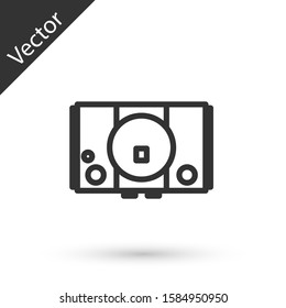 Grey line Video game console icon isolated on white background.  Vector Illustration