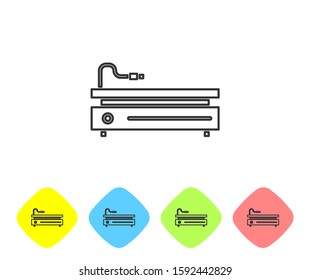 Grey line Video game console icon isolated on white background. Set icons in color rhombus buttons. Vector Illustration