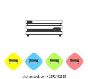 Grey line Video game console icon isolated on white background. Set icons in color rhombus buttons. Vector Illustration