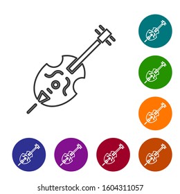 Grey line Violin icon isolated on white background. Musical instrument. Set icons in color circle buttons. Vector Illustration