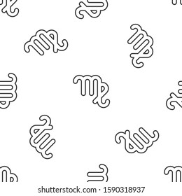 Grey line Virgo zodiac sign icon isolated seamless pattern on white background. Astrological horoscope collection.  Vector Illustration