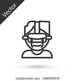 Grey line Virtual reality glasses icon isolated on white background. Stereoscopic 3d vr mask.  Vector Illustration