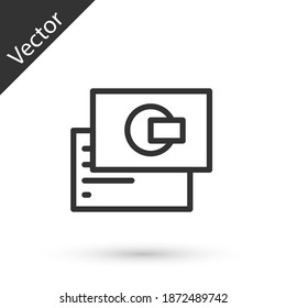 Grey line Visiting card, business card icon isolated on white background. Corporate identity template. Vector.